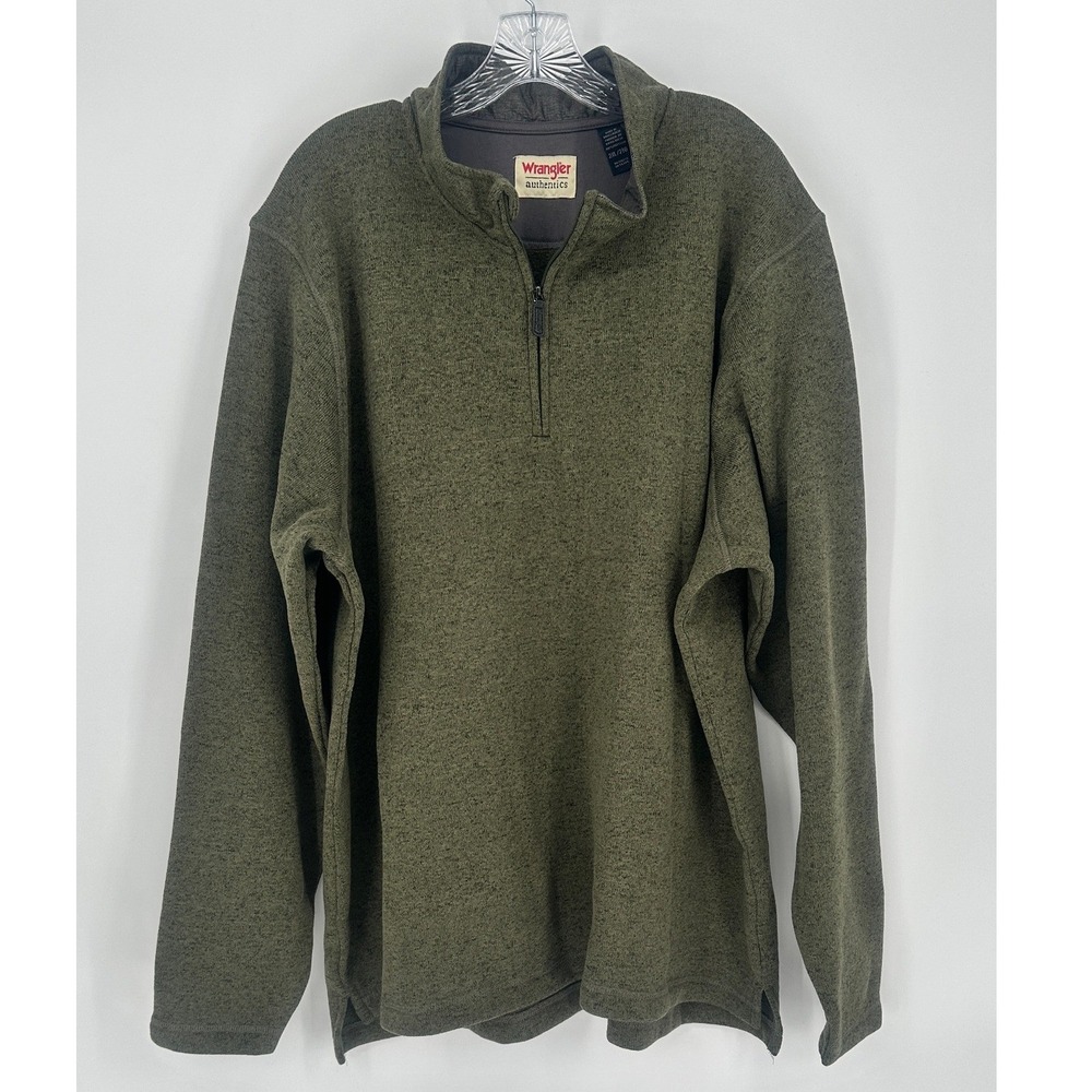 Wrangler Authentics Olive Green Quarter Zip Fleece‎ Pullover 2XL